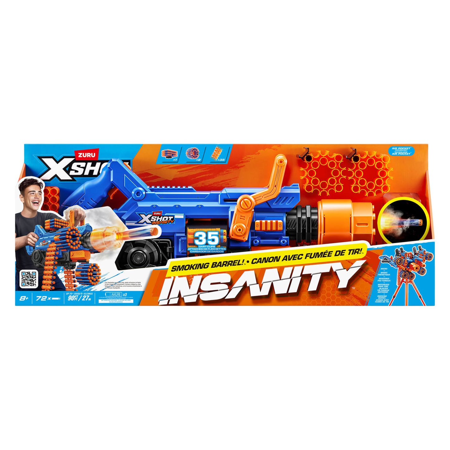X-Shot-Wahnsinn Mega Barrel Light und Rauch 72 Darts