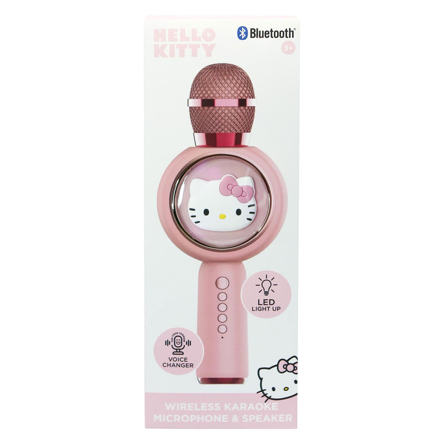 OTL Technologies Hello Kitty – kabelloses Karaoke-Mikrofon für Kinder – beleuchtetes LED-Display – Lautsprecher – Sprachverzerrung