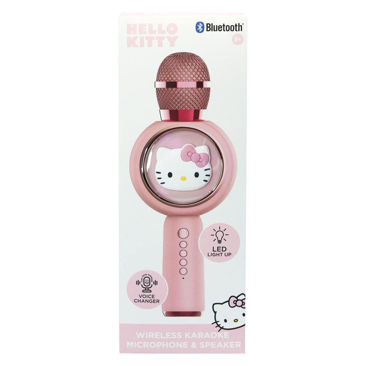 OTL Technologies Hello Kitty – kabelloses Karaoke-Mikrofon für Kinder – beleuchtetes LED-Display – Lautsprecher – Sprachverzerrung