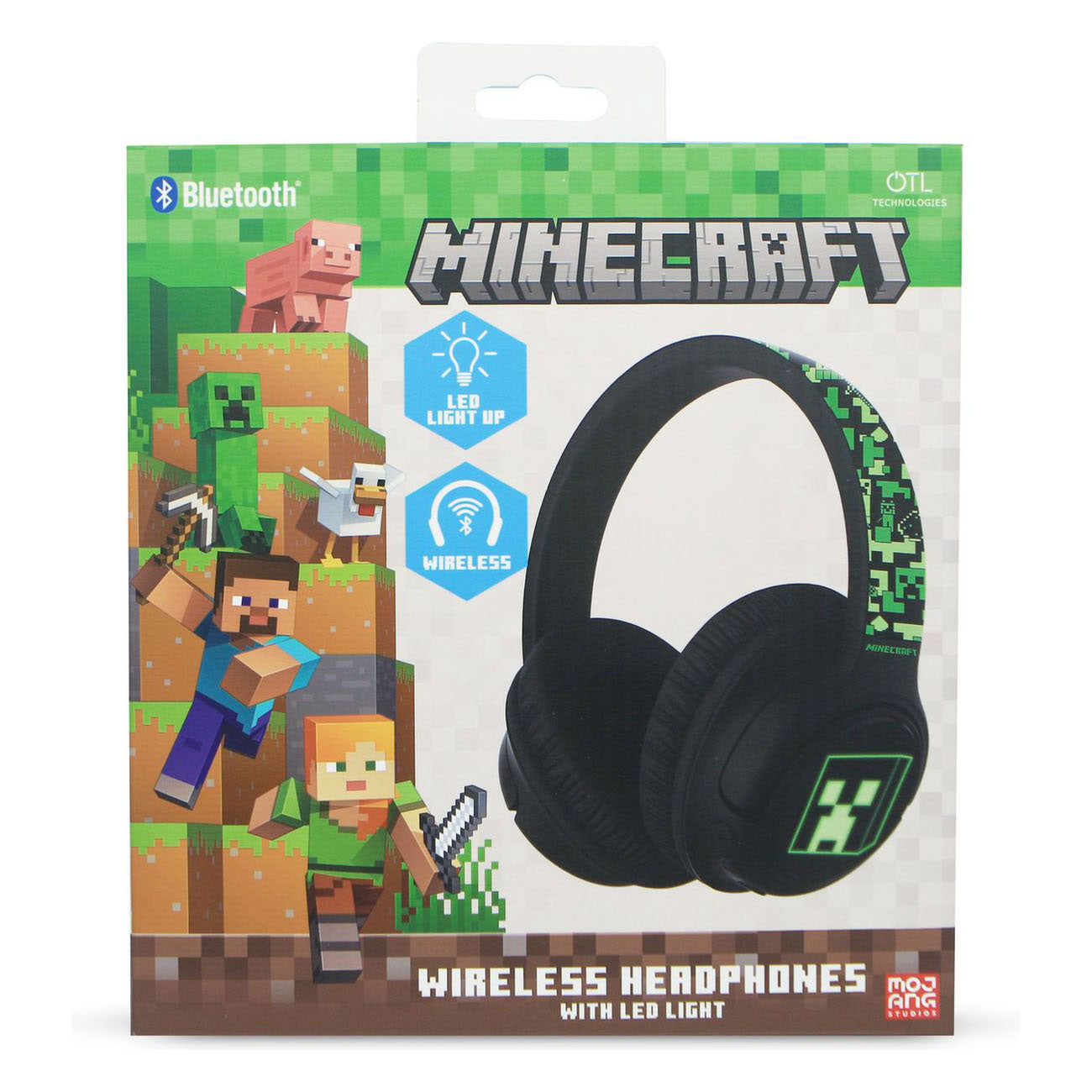 Die LED der Minecraft-Bluetooth-Kopfhörer leuchtet auf