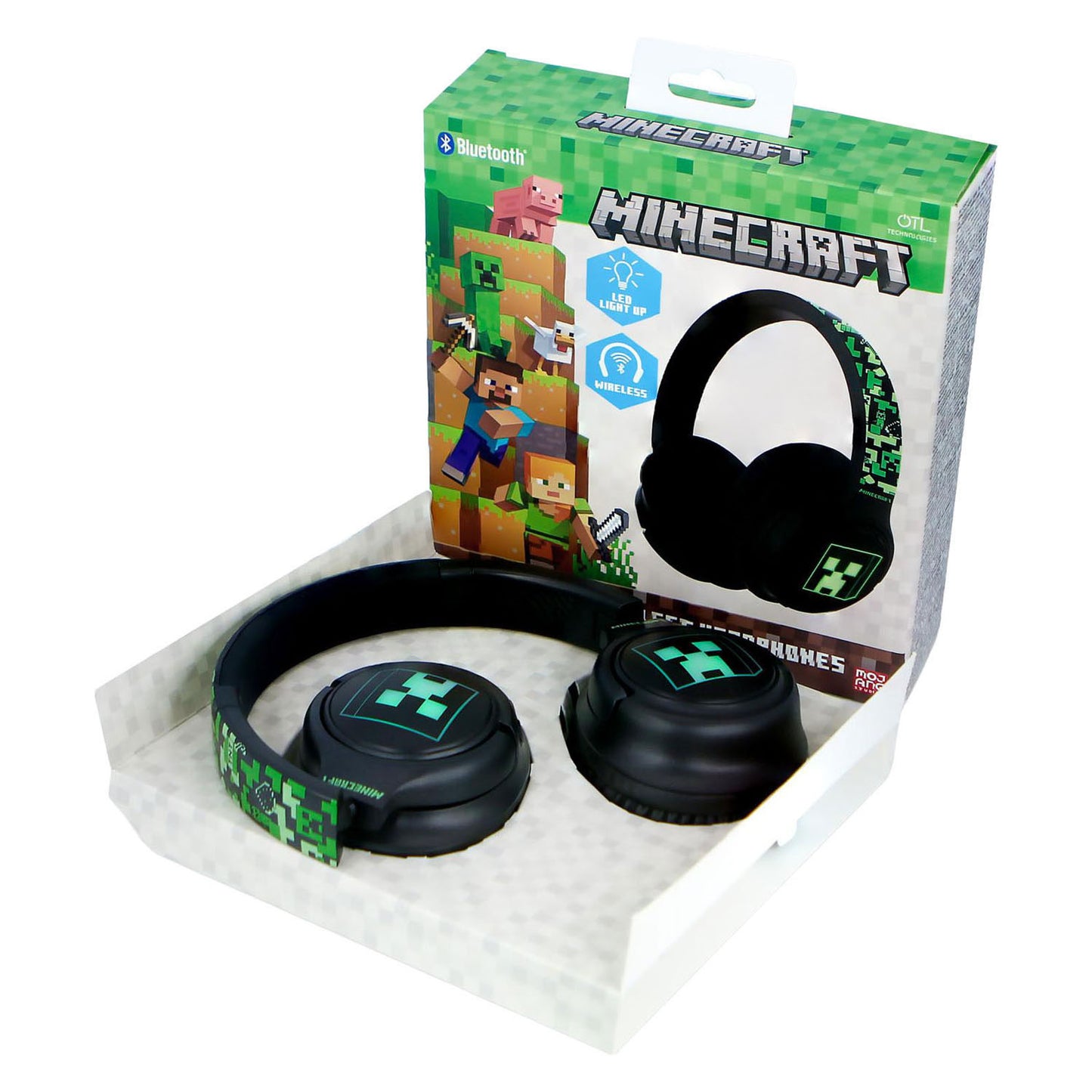 Die LED der Minecraft-Bluetooth-Kopfhörer leuchtet auf