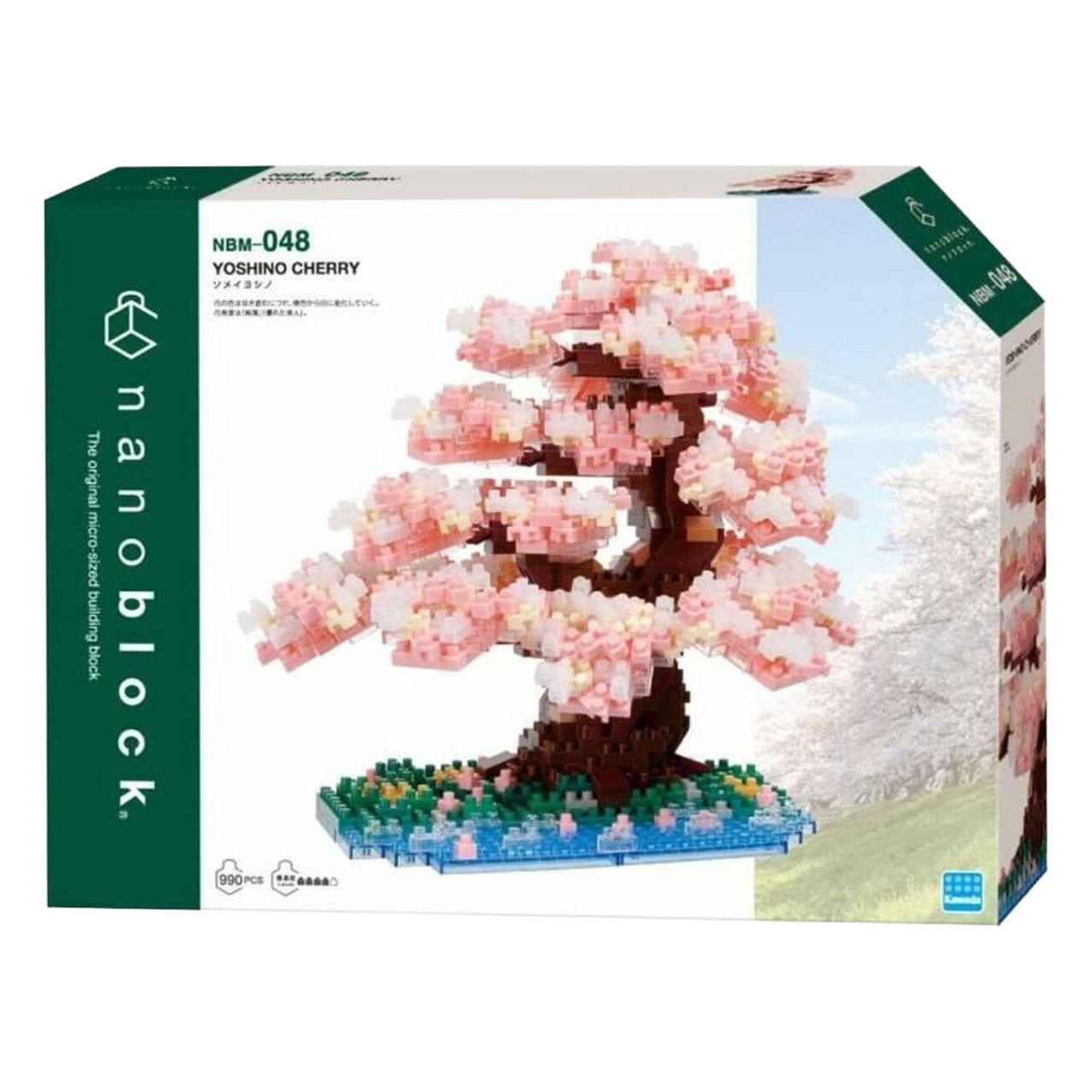 Bandai – Nanoblock – Deluxe-Kirschblüte – Steinfigur – 990-Stein-Kirschbaum-Bauset – Pixelfiguren-Bausatz – Mini-Steinbaubaum – NBC048