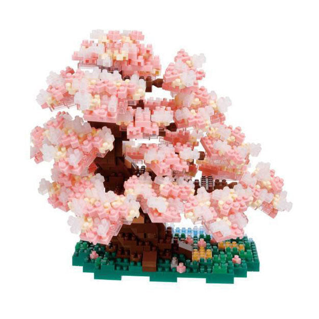 Bandai – Nanoblock – Deluxe-Kirschblüte – Steinfigur – 990-Stein-Kirschbaum-Bauset – Pixelfiguren-Bausatz – Mini-Steinbaubaum – NBC048