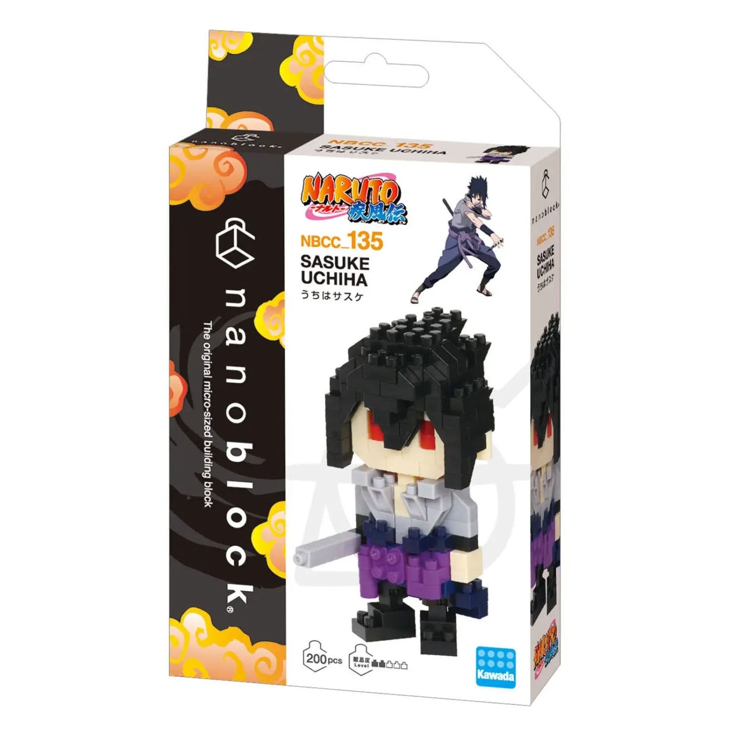 Bandai – Nanoblock – Sasuke Uchiha – Naruto Shippuden – Mini-Steinfigur – Bauset – Pixel-Manga-Figurenbausatz – nbcc135