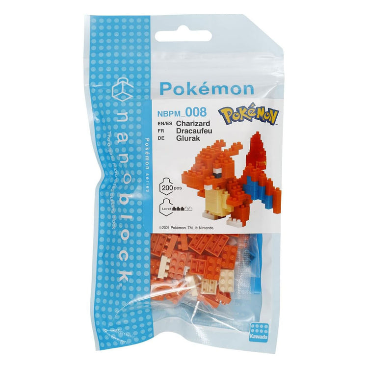 Bandai – Nanoblock – Charizard – Pokémon – Mini-Steinfigur – Bauset – Pixel-Charizard – Pokémon-Charizard-Figurenbausatz – nbpm008