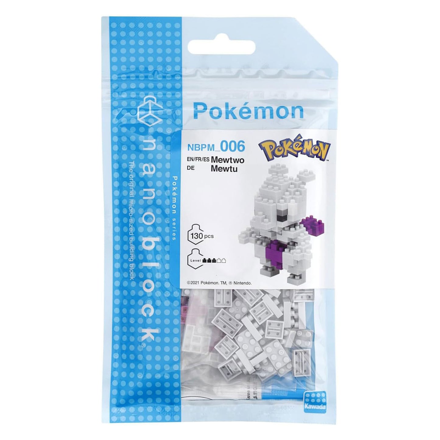 Bandai – Nanoblock – Mewtwo – Pokémon – Mini-Steinfigur – Bauset – Pixel Mewtwo Pokémon-Figurenbausatz – nbpm006