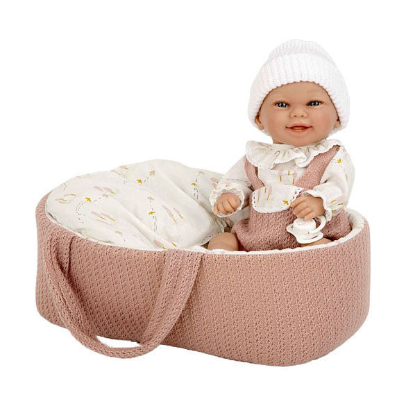Elegance Babyto Babypuppe rosa mit Tragekorb und Kissen – 33 cm
