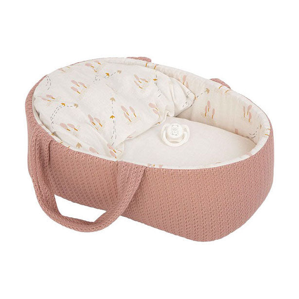 Elegance Babyto Babypuppe rosa mit Tragekorb und Kissen – 33 cm