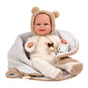 Elegance Babyto Babypuppe beige Bärenanzug mit Decke – 35 cm