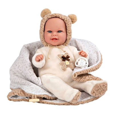 Elegance Babyto Babypuppe beige Bärenanzug mit Decke – 35 cm