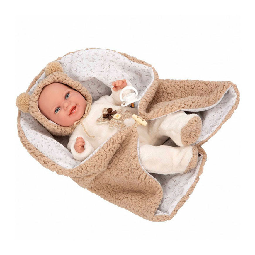 Elegance Babyto Babypuppe beige Bärenanzug mit Decke – 35 cm