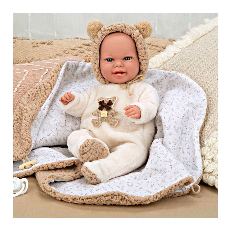 Elegance Babyto Babypuppe beige Bärenanzug mit Decke – 35 cm