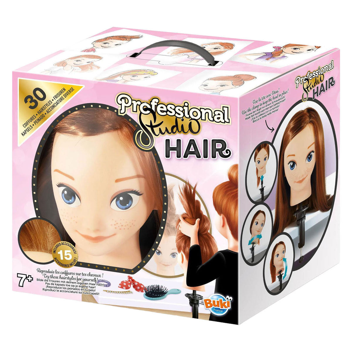 Buki France Buki – Spielzeug-Haarset – Friseur – Friseursalon – Schminktisch – Haarkopf