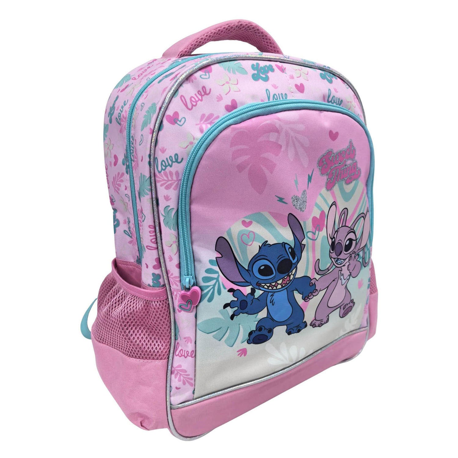 Disney Stitch Love Rucksack 3 Fächer mit Seitentaschen