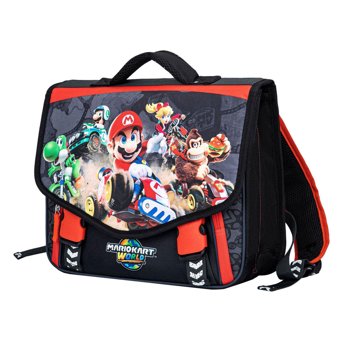 Super Mario Schulranzen mit 2 Fächern und Vordertasche
