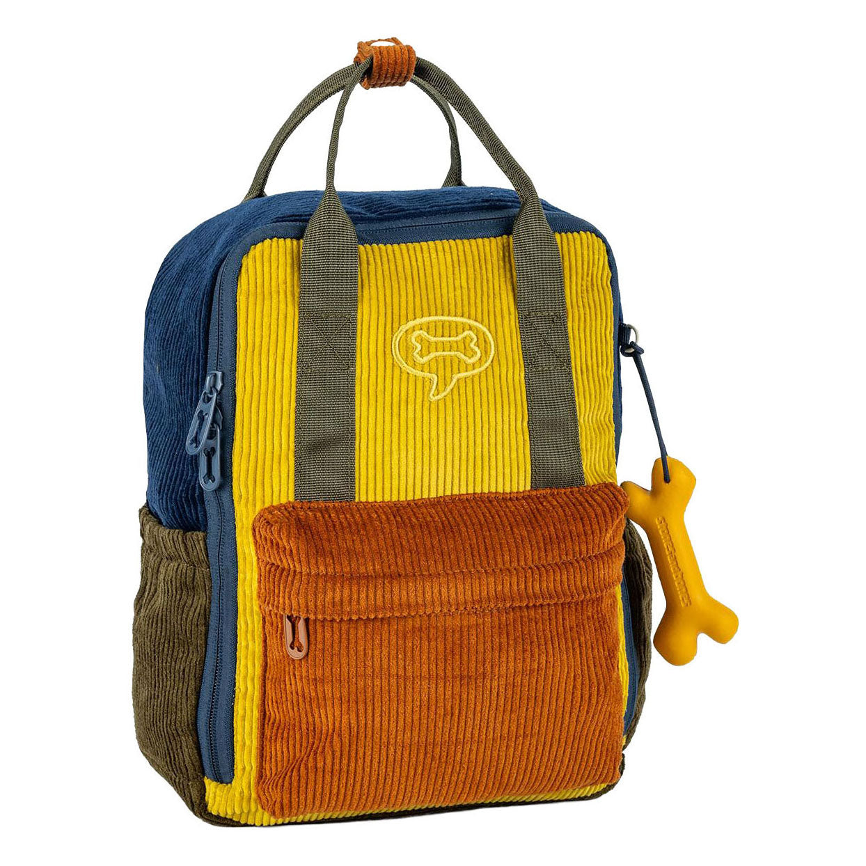 Stones and Bones Cord-Indigo-Cognac-Efeu-Rucksack