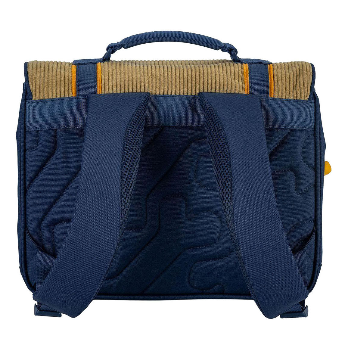 Stones and Bones-Büchertasche aus Cord, Khaki, Honig und Cassis