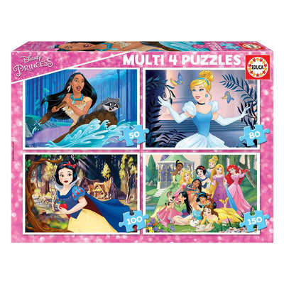 Educa - Puzzle Disney-Prinzessinnen - 4 Puzzles mit je 50, 80, 100 und 150 Teilen