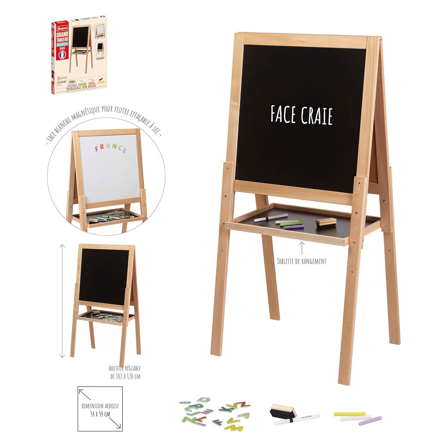 Jeujura doppelseitiges Kreide- und Whiteboard aus Holz