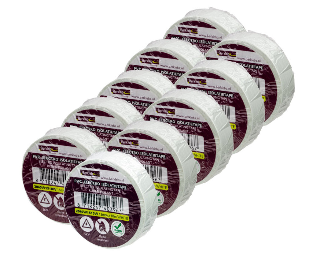 Berkleba-Klebeband PVC 15 x 10 m, weiß, Rolle ds a 10