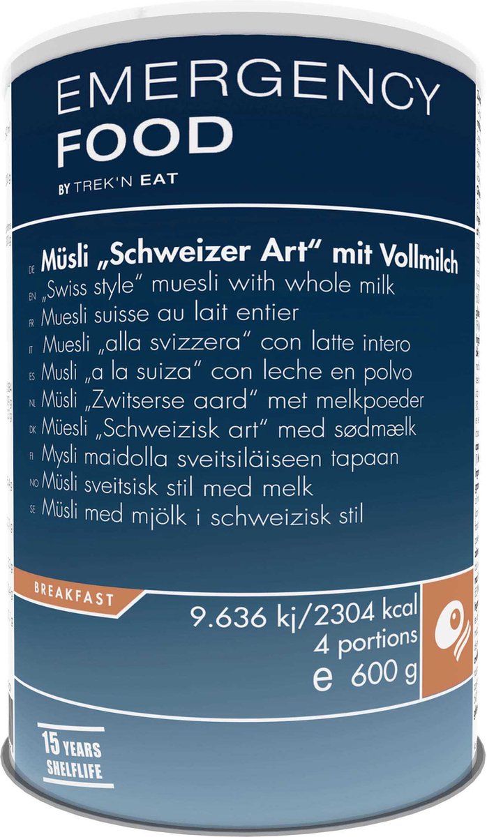 Trek'n eat Notfallnahrung Schweizer Müsli mit Milch Reisemahlzeit