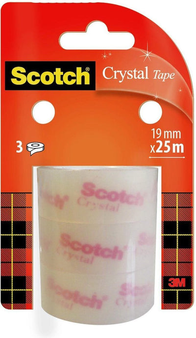 Scotch® kristallklares Klebeband, Nachfüllpackungen, 19 mm x 25 m, 3 Rollen