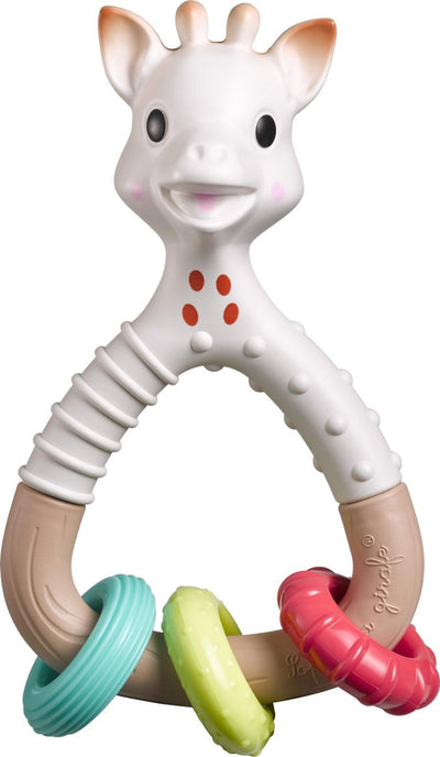 Sophie die Giraffe, Rassel von so'pure natur'rings - Babyspielzeug - Mutterschaftsgeschenk - Geschenk zur Babyparty - 100 % Biomaterialien - ab 3 Monaten - 14,5 x 8 x 5 cm - mehrfarbig