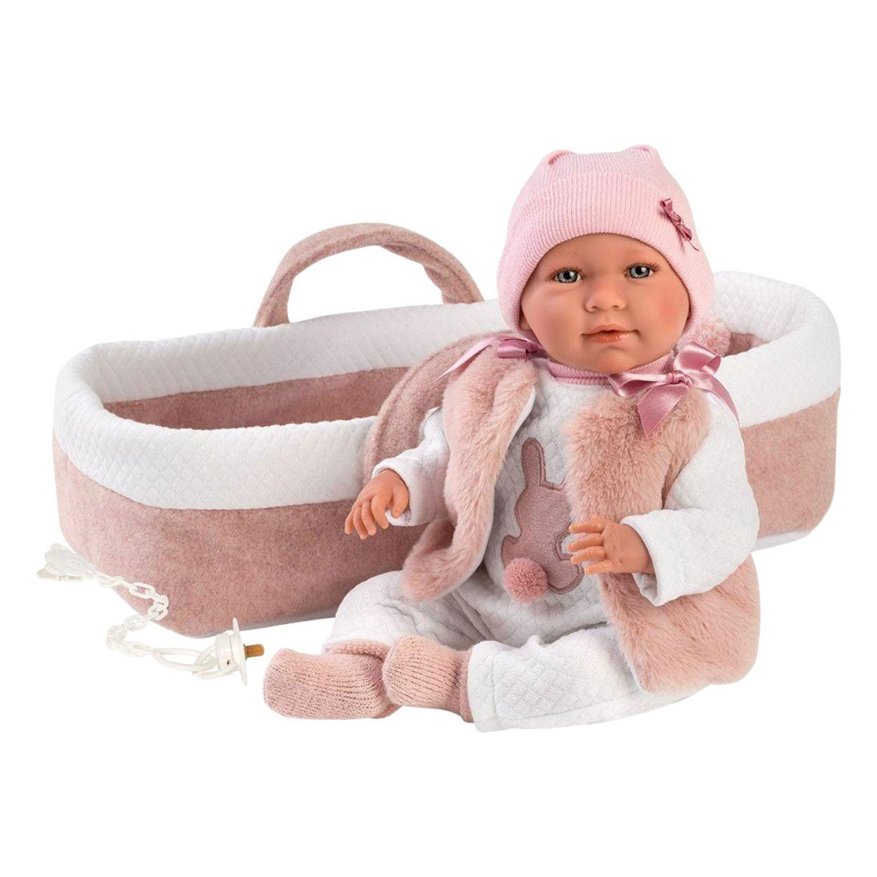 Mimi-Babypuppe mit weichem Körper, Babywanne und Schnuller – 42 cm