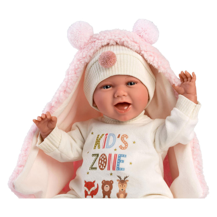 Imp Mimi Babypuppe mit weichem Körper, fröhlich und mit Geräuschen – 42 cm