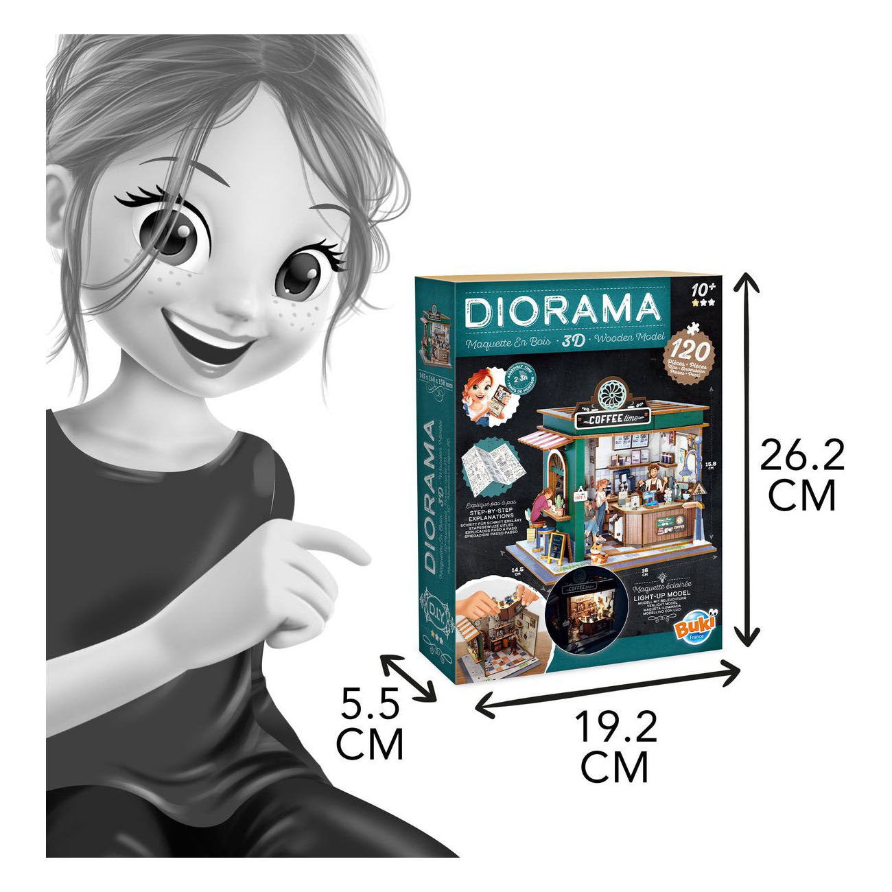 Buki France Buki – Modellbausatz – Diorama – Holz – Miniaturcafé