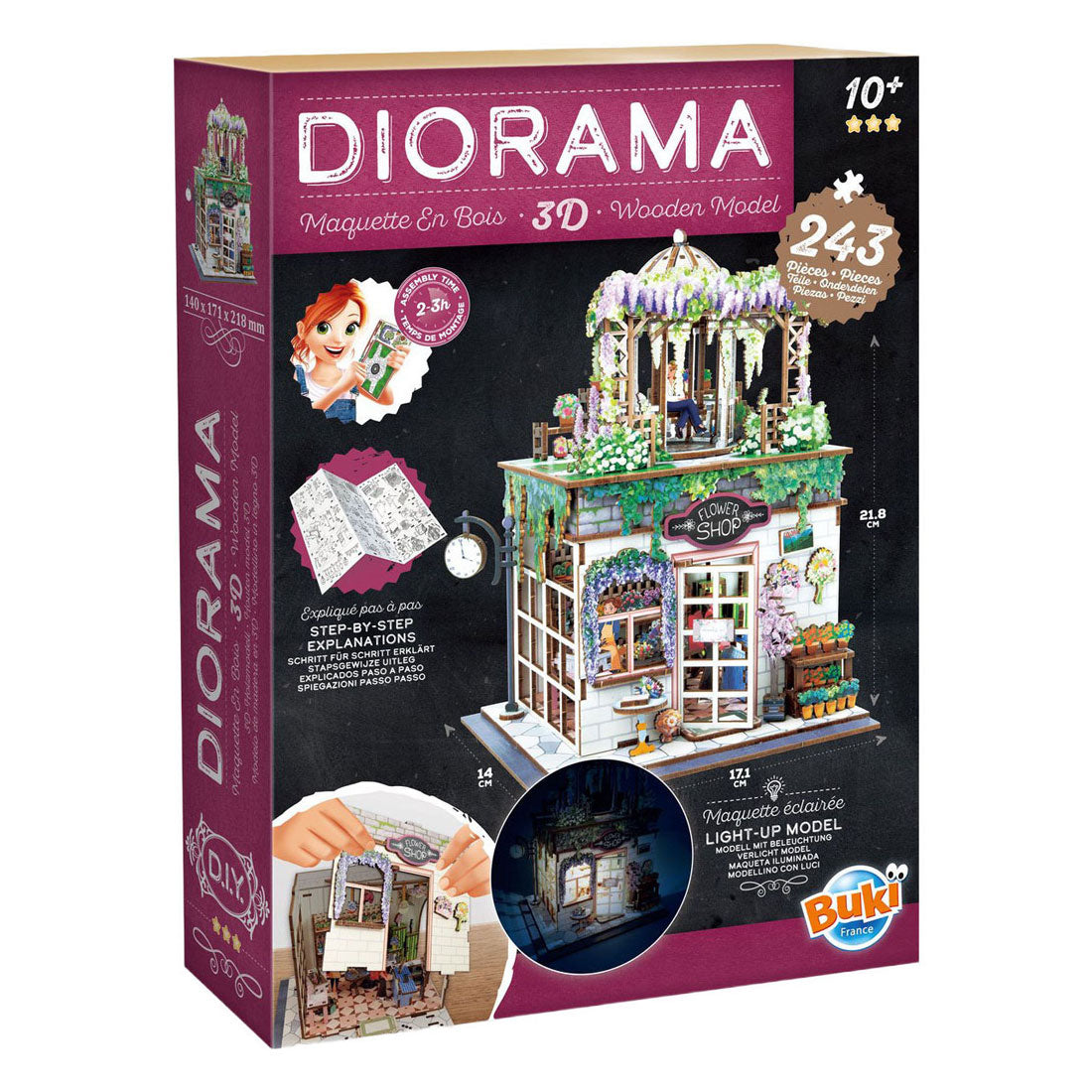 Buki France Buki – Holzmodellbausatz-Diorama – Blumenladen-Thema