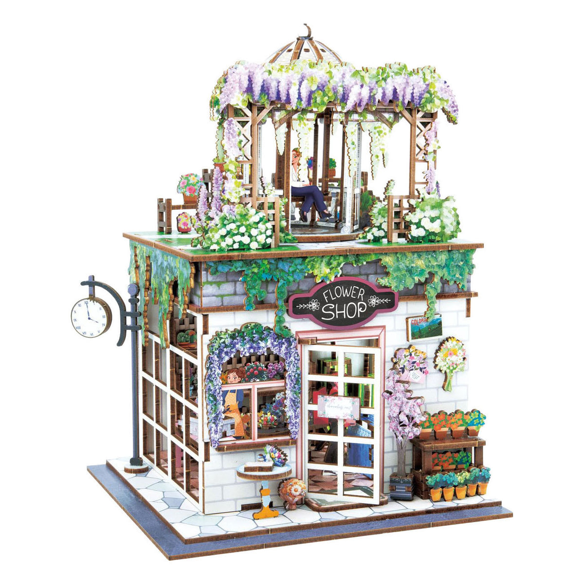 Buki France Buki – Holzmodellbausatz-Diorama – Blumenladen-Thema