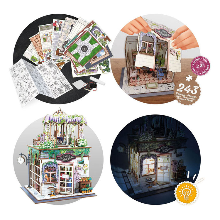 Buki France Buki – Holzmodellbausatz-Diorama – Blumenladen-Thema