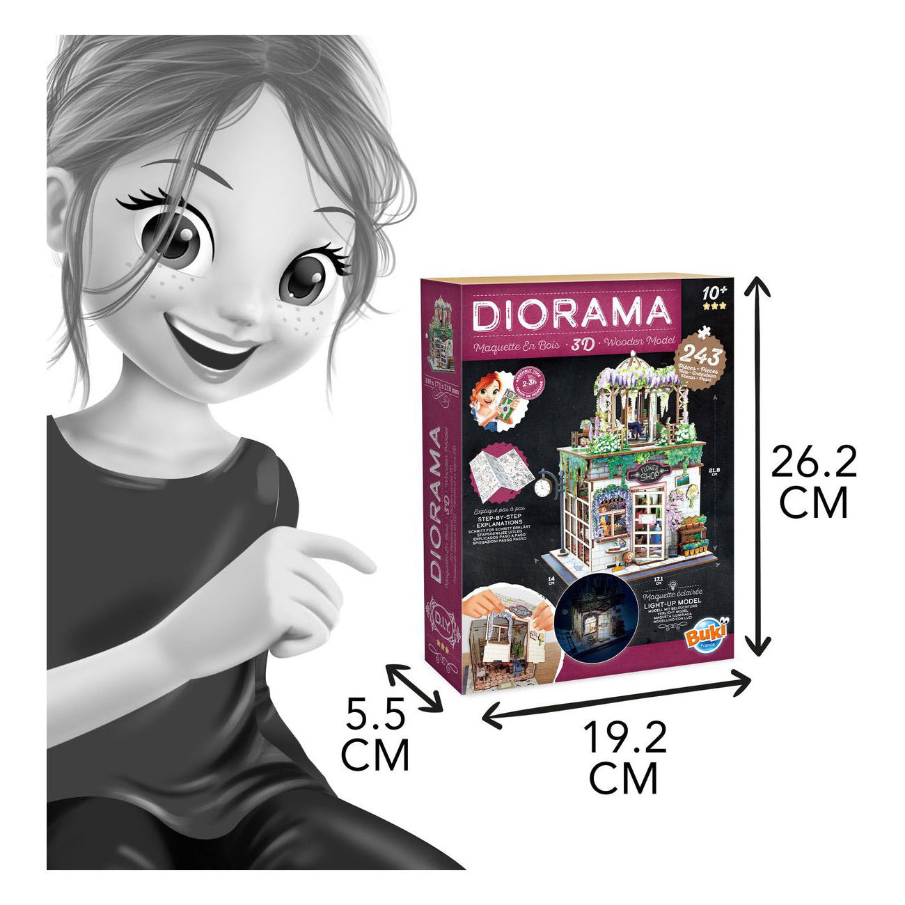Buki France Buki – Holzmodellbausatz-Diorama – Blumenladen-Thema