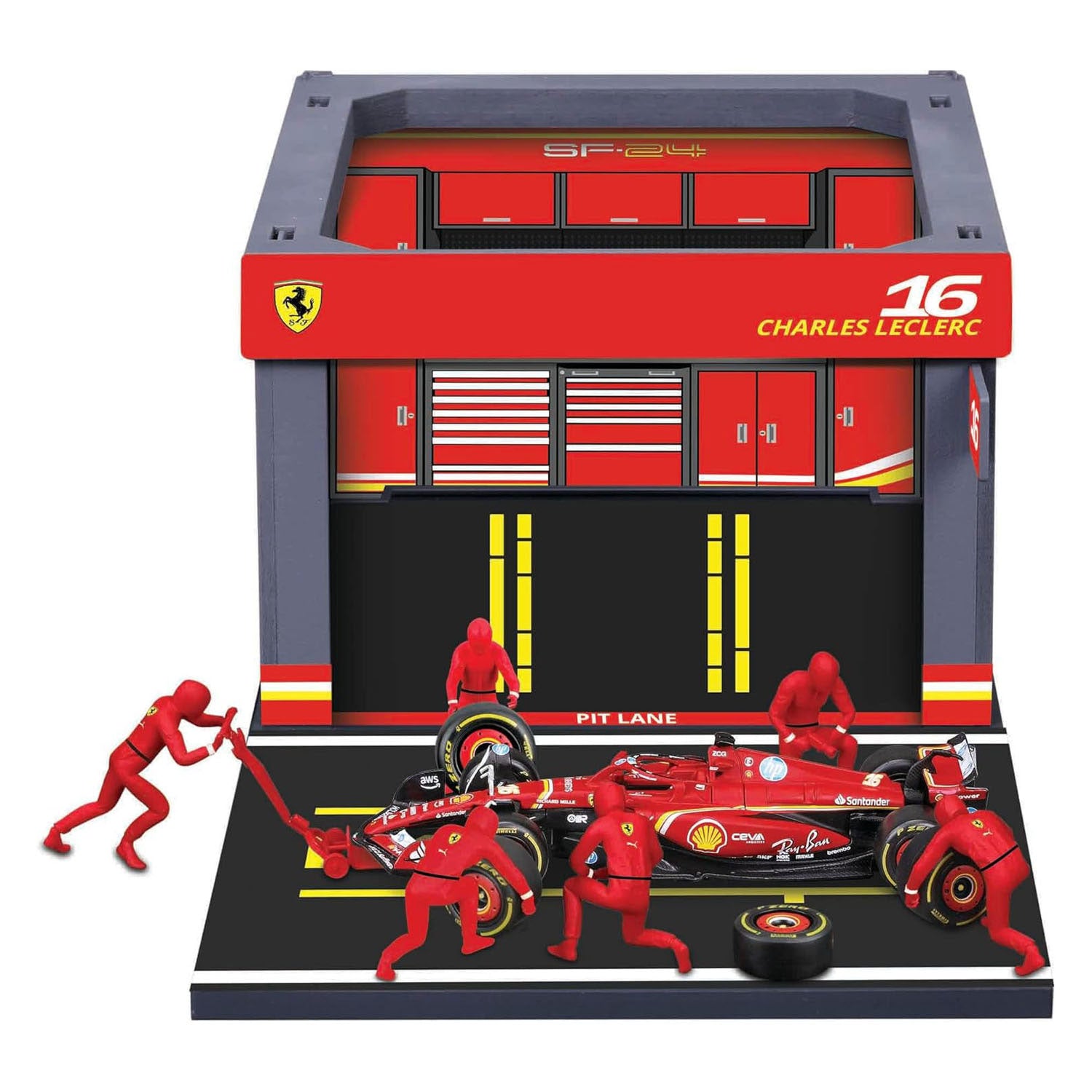 RC Burago Ferrari Pit Pass mit Charles Lecle – 1:43