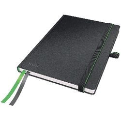 Leitz komplettes A5-Analog-Notizbuch liniert – mit Hardcover – Gummibandverschluss – Schwarz