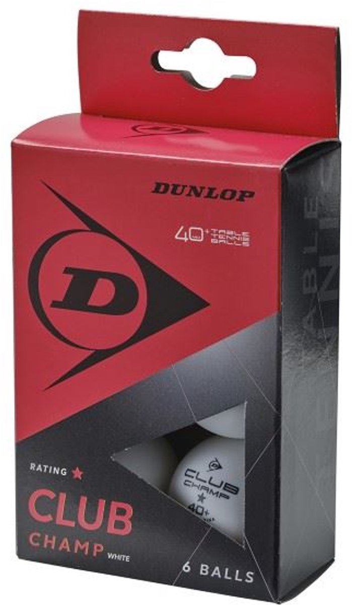 Dunlop - 40+ Club Champ - Weiß - 6 Tischtennisbälle