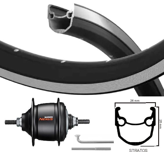 KGS Hinterrad 28 Zoll Stratos Schwarz Silber Nexus 8 Rollerbrake