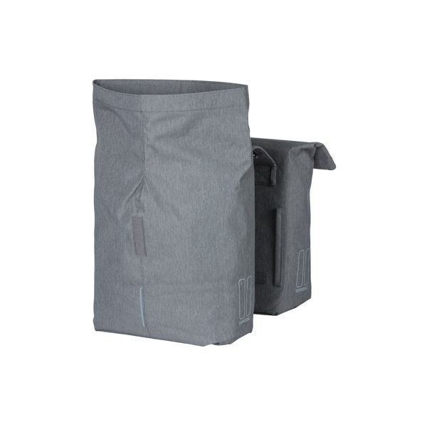 Basil City Doppel-Fahrradtasche grau, wasserabweisend, geeignet für E-Bikes, reflektierend, 28-32L
