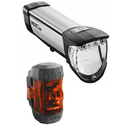 Busch Müller Beleuchtungsset Busch und Müller Ixon Core + Ixxi Heckleuchte USB wiederaufladbar 50 Lux Black Silber