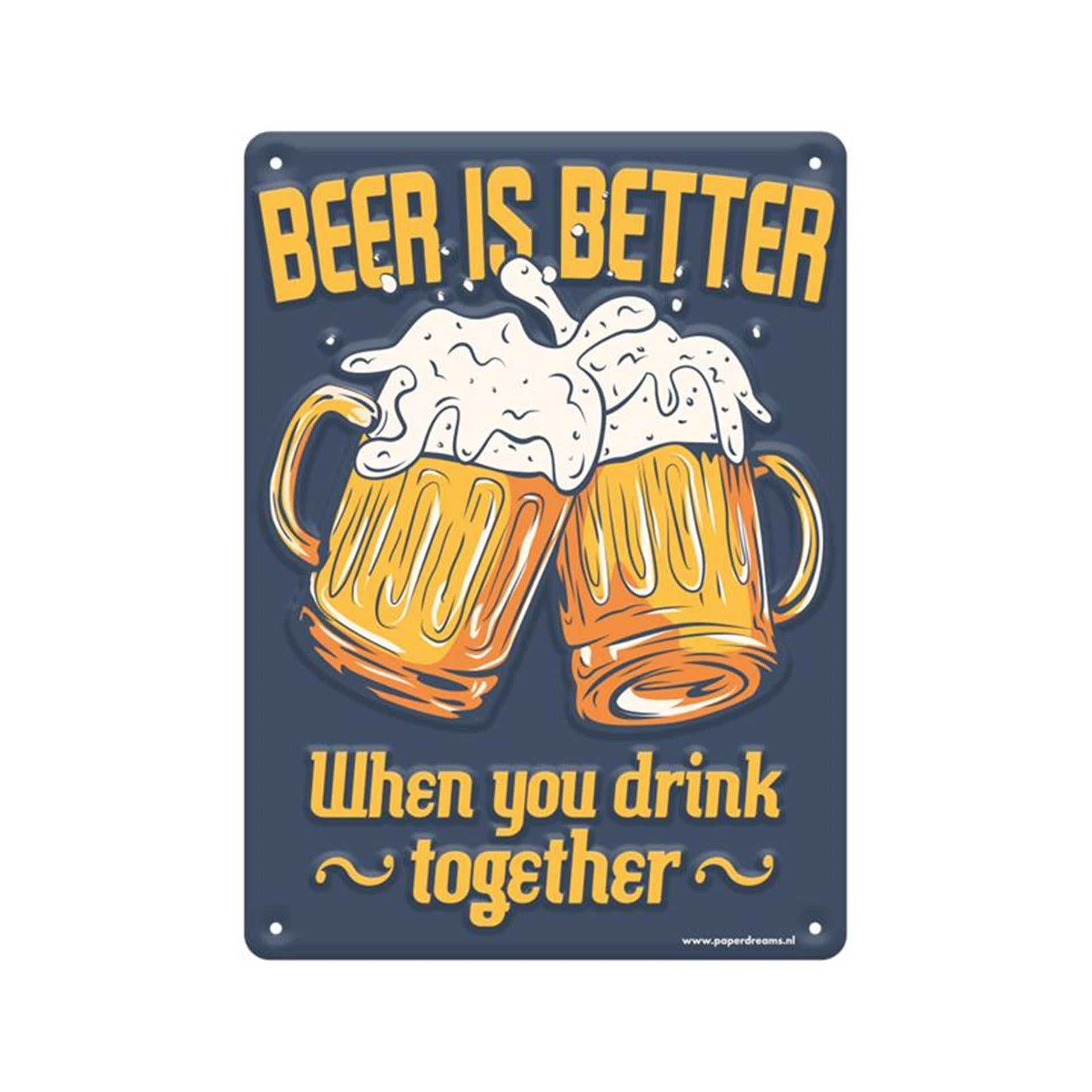 Paperdreams-Textschild aus Metall – Bier ist besser