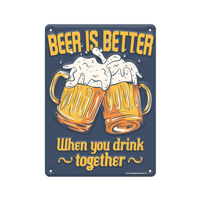 Paperdreams-Textschild aus Metall – Bier ist besser