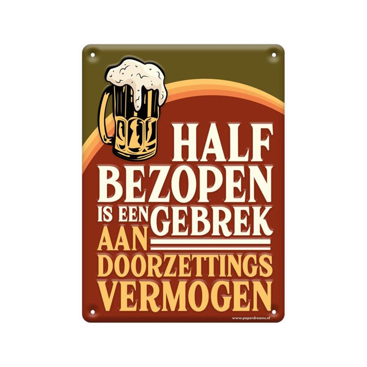 Paperdreams Textschild aus Metall – halb betrunken