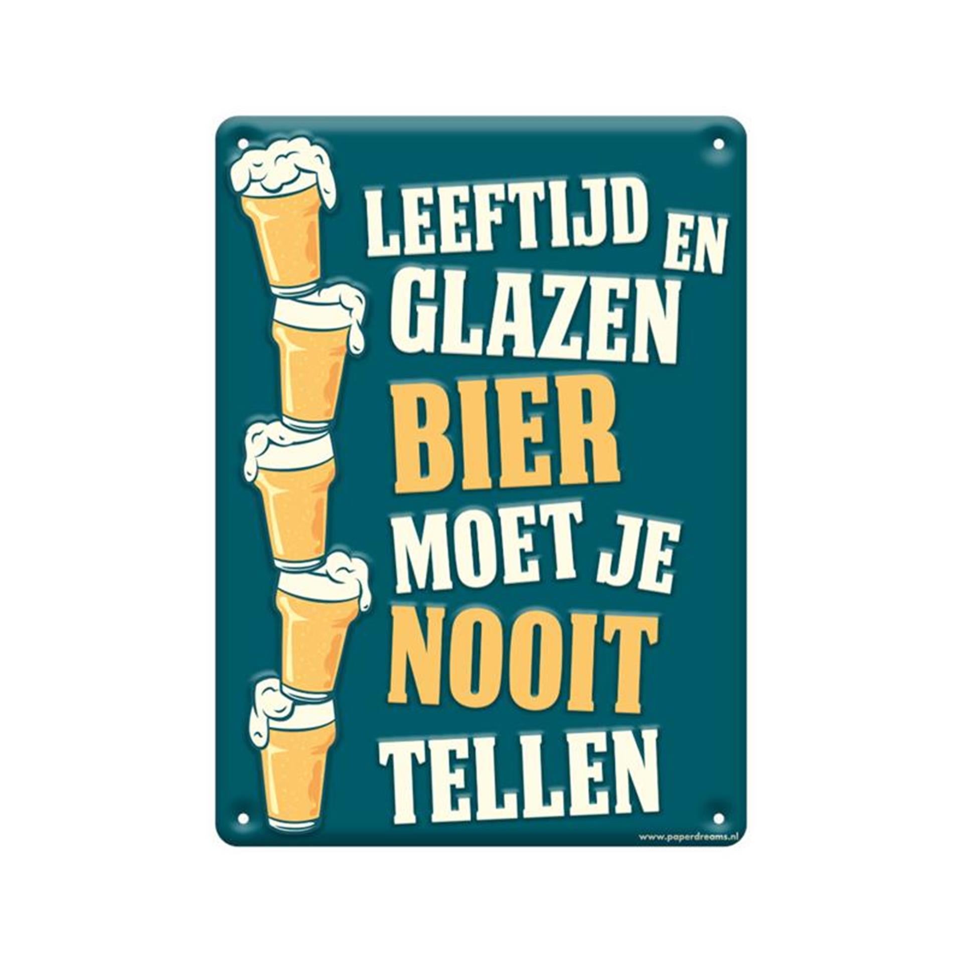 Paperdreams-Textschild – Alter und Gläser Bier