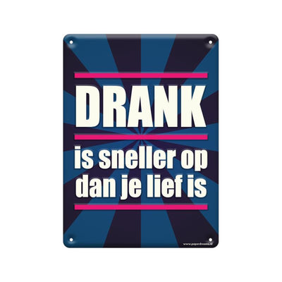 Paperdreams Textschild aus Metall – Trinken geht schneller