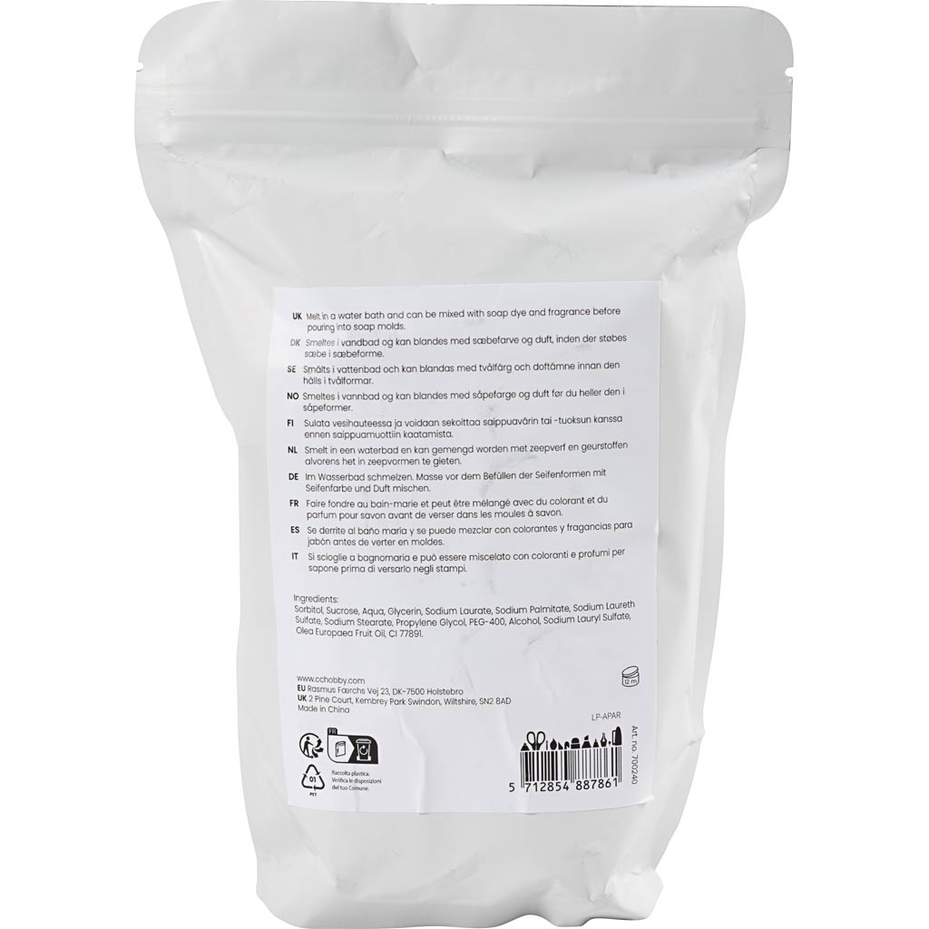 Creativ Company Olivenöl-Seifenbasis, Granulat, 500 g 1 Box