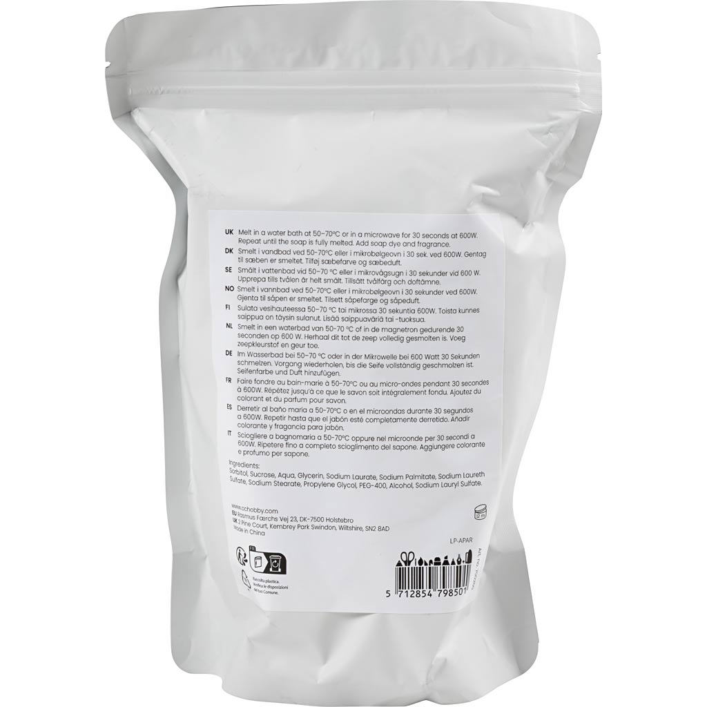 Creativ Company transparente Seifenbasis, Granulat, 500 gr 1 Box