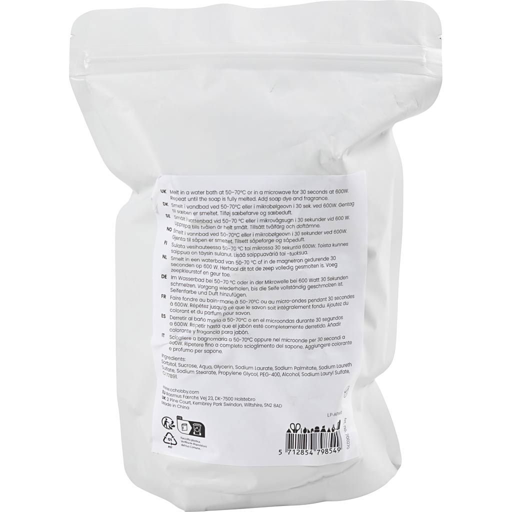 Creativ Company weiße Seifenbasis, Granulat, 500 g 1 Box