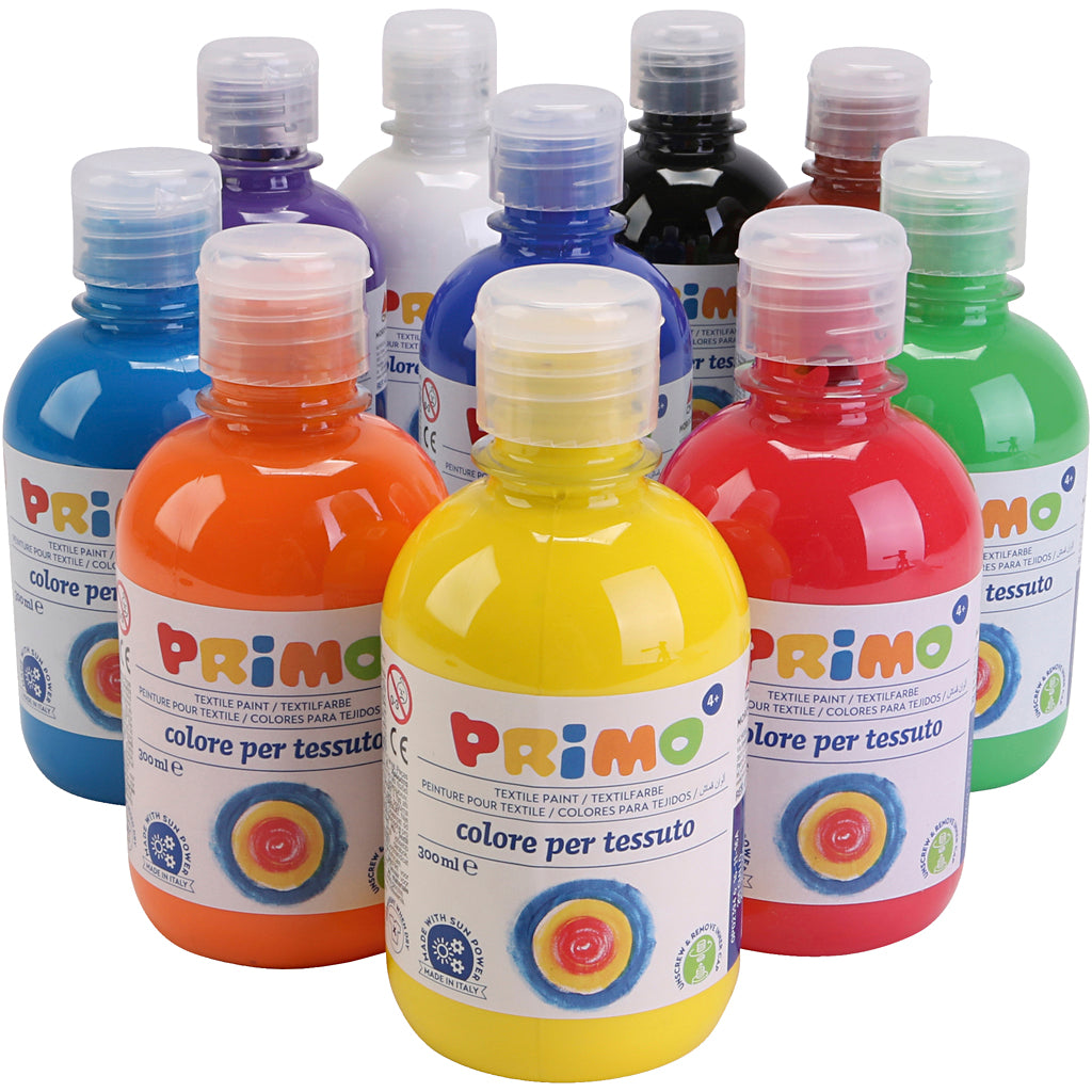 Primo Textilfarbe, verschiedene Farben, 10x300 ml 1 Box
