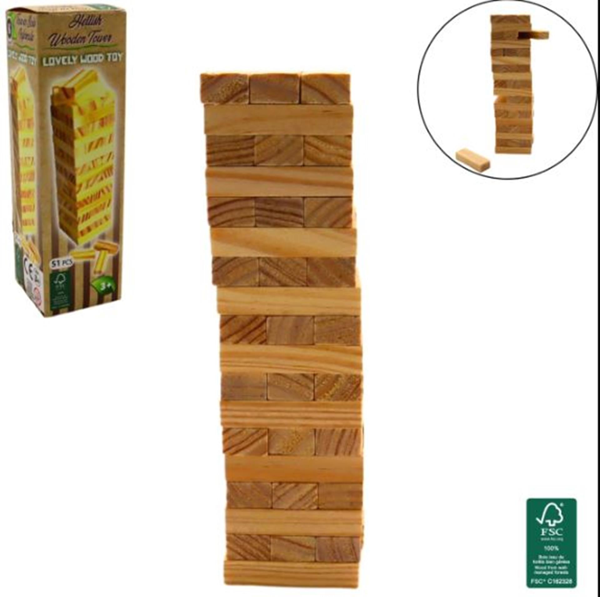 Stapelturm Holz 51-teilig 17,5x5x5cm